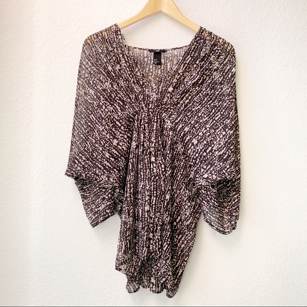 H&M Caftan Style Black Cover Up Sheer Top